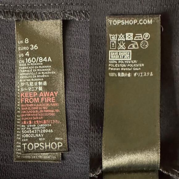 NWT Topshop High Neck Cold Shoulder Dress Navy Women's Size 4 - Picture 9 of 10